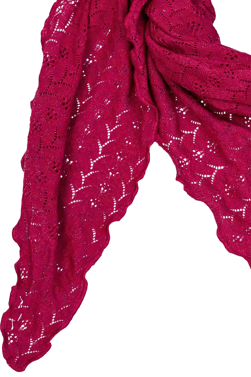 Damen Schultertuch mit feinem Strickmuster - himbeere
