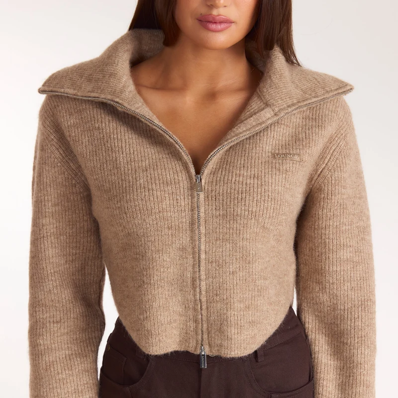 Strukturierte Strickjacke - Keks