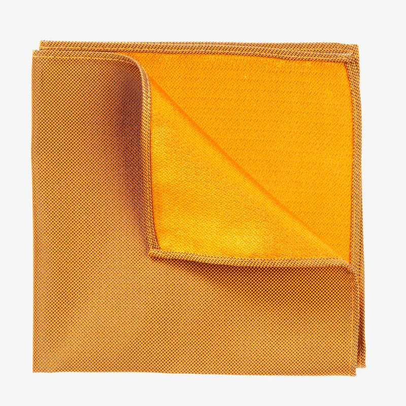 VINCENZO orange uni – Seiden-Einstecktuch mit Oxford-Webstruktur