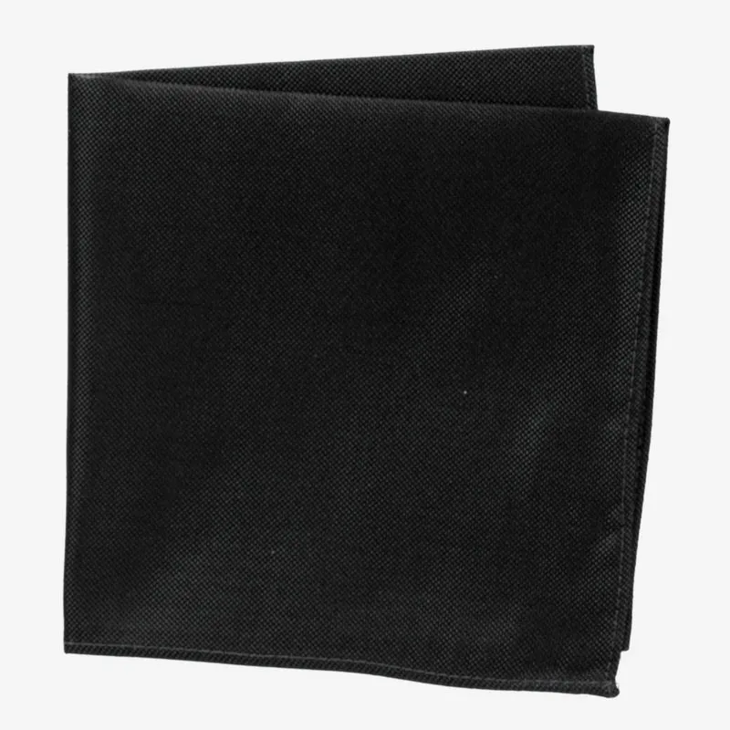 VINCENZO black uni – Seiden-Einstecktuch mit Oxford-Webstruktur