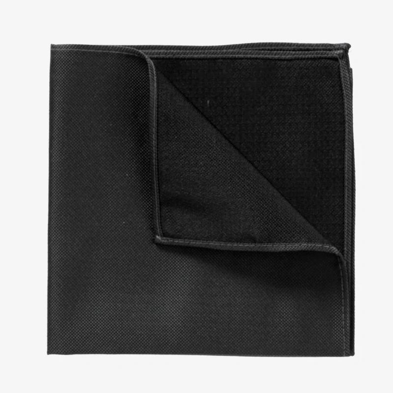 VINCENZO black uni – Seiden-Einstecktuch mit Oxford-Webstruktur
