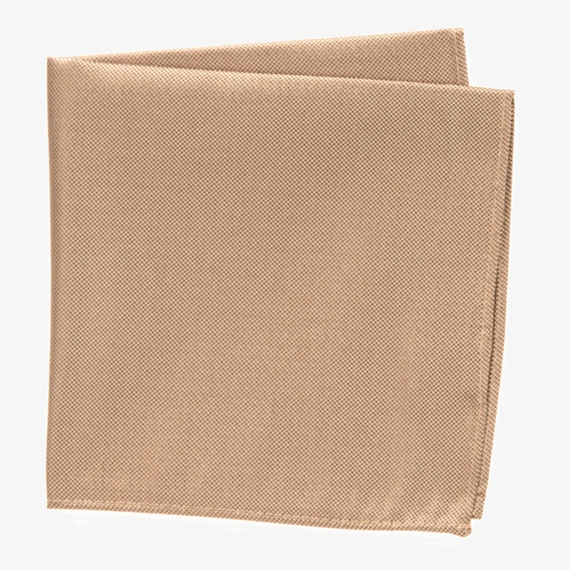 VINCENZO camel uni – Seiden-Einstecktuch mit Oxford-Webstruktur