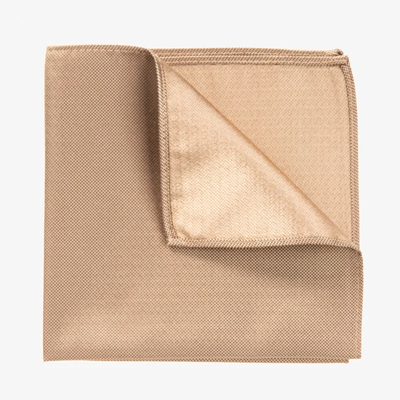 VINCENZO camel uni – Seiden-Einstecktuch mit Oxford-Webstruktur