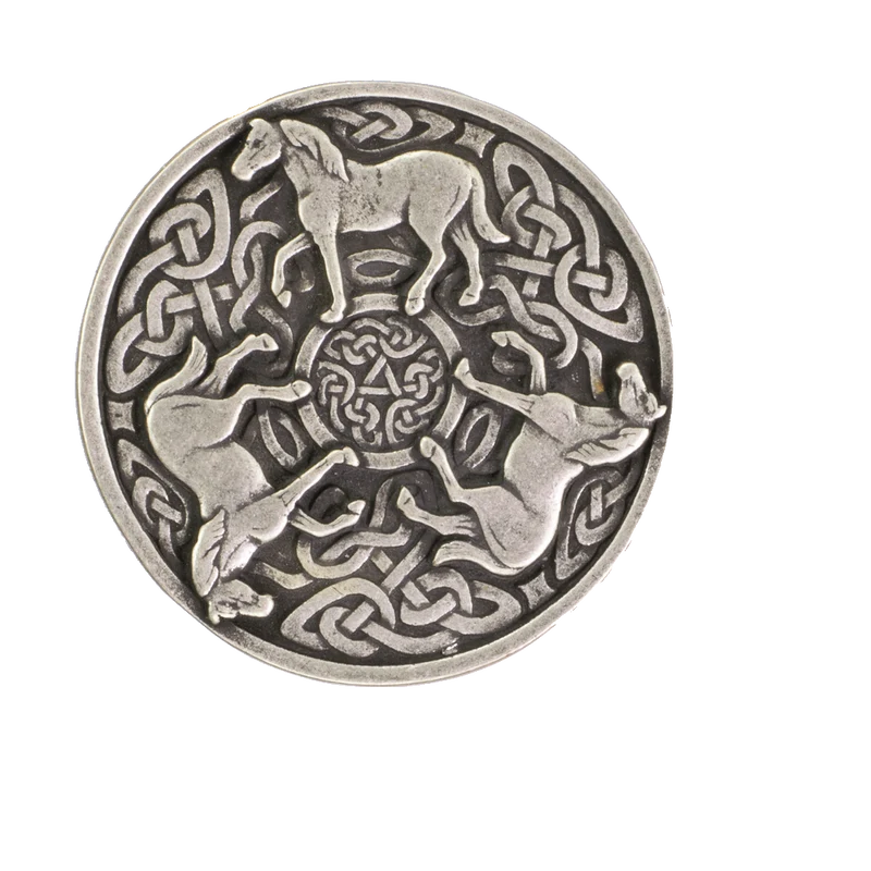 Gürtelschnalle 4cm Pferd rund silber
