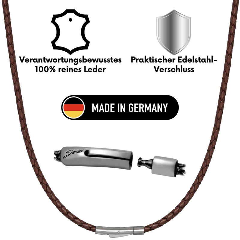 Lederkette mit Edelstahlverschluss
