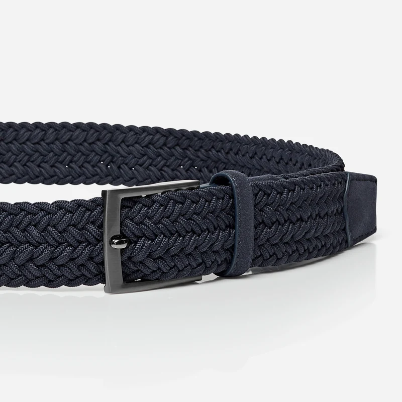 HAVANNA navy uni – Elastischer Flechtgürtel Herren 3,5 cm