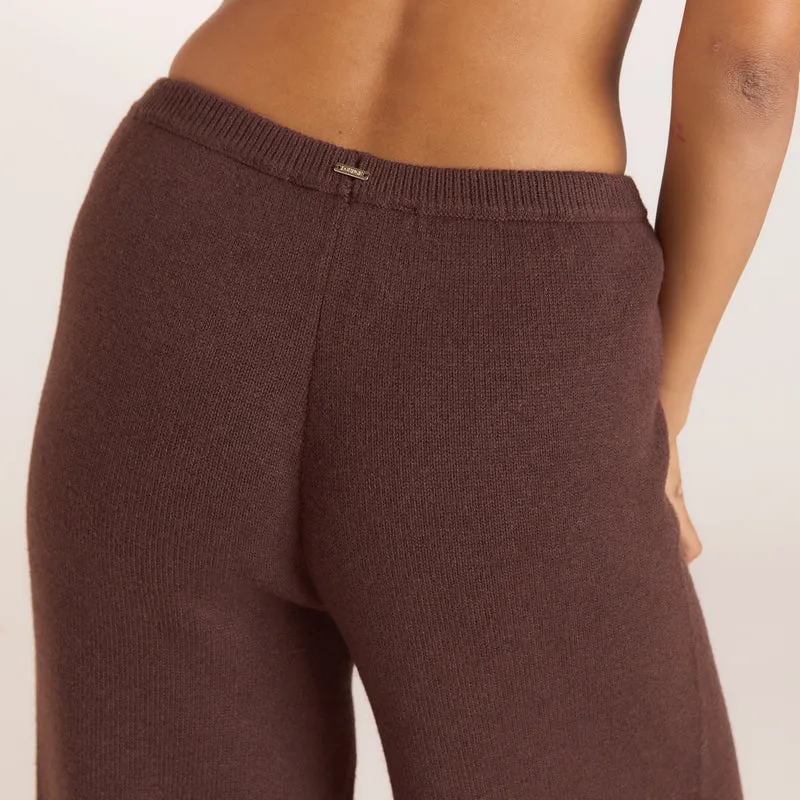 Strickhose mit weitem Bein - Schokolade