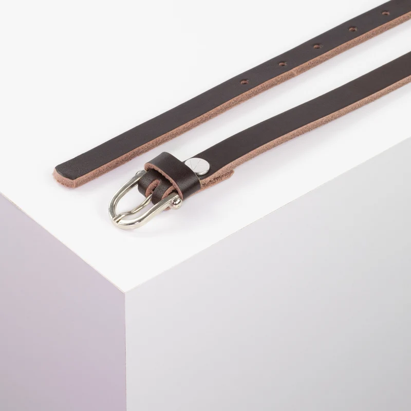 Ledergürtel 1,5cm mit Schnalle Hufeisen silber