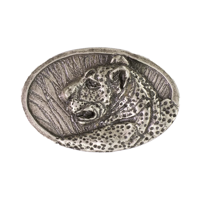 Gürtelschnalle 4cm Leopard silber