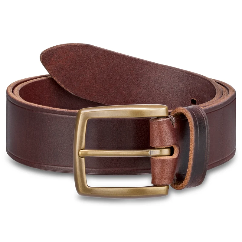 B-Ware: Brauner Herrengürtel mit handgegossener Bronze-Schließe: „Arthur“ – 3,5 cm, Kobel-Leder, 100% Made in Germany