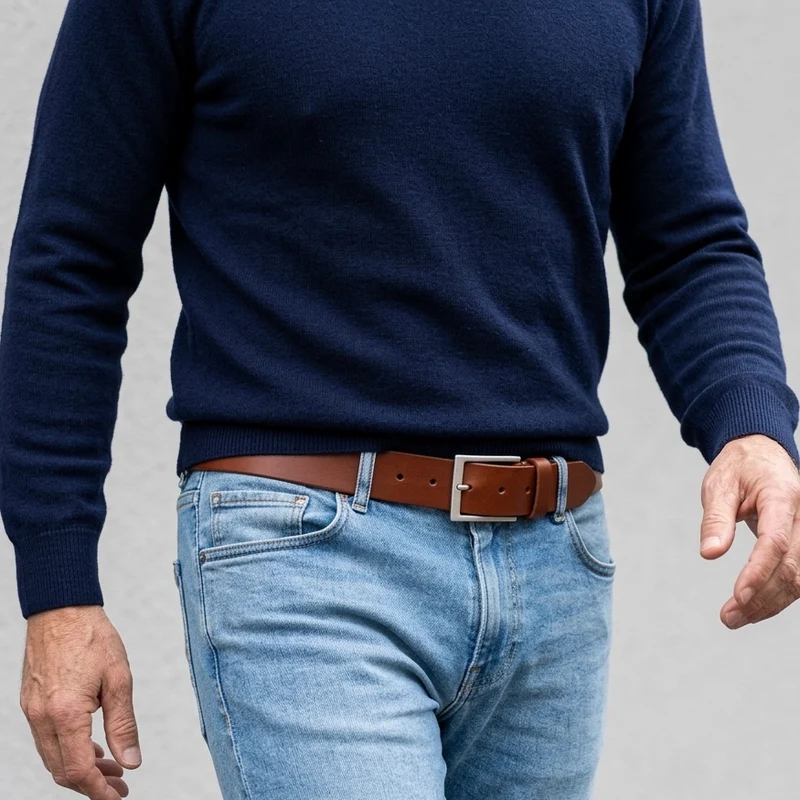 B-Ware: Herren Jeansgürtel „Vincent“ in Cognac – 4 cm, satt, griffig & anschmiegsam