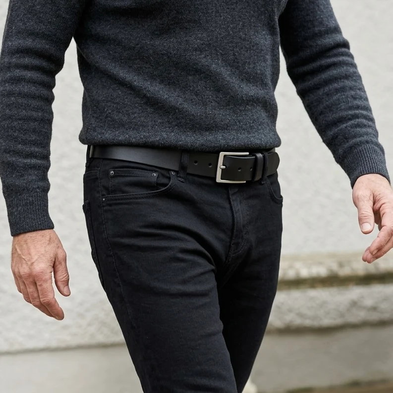 B-Ware: Herren Jeansgürtel „Vincent“ in Schwarz – 4 cm, satt, griffig & anschmiegsam