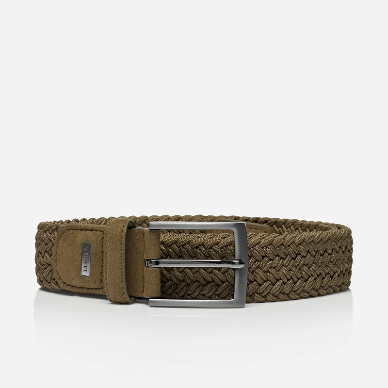 HAVANNA oliv uni – Elastischer Flechtgürtel Herren 3,5 cm