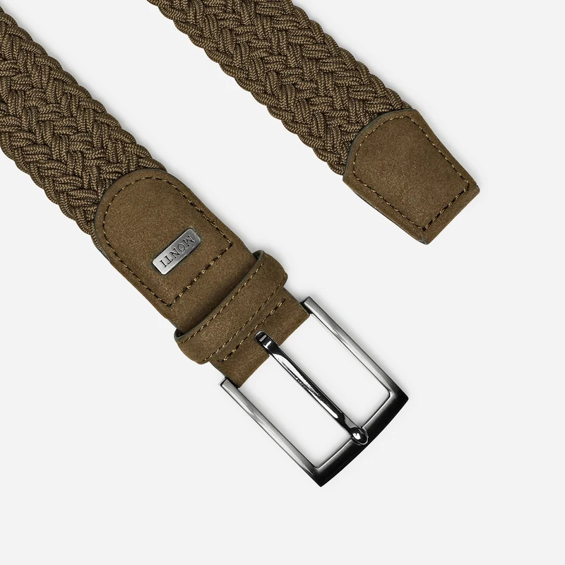HAVANNA oliv uni – Elastischer Flechtgürtel Herren 3,5 cm