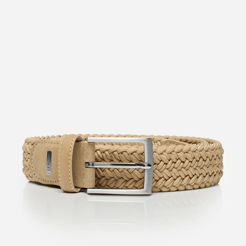 HAVANNA beige uni – Elastischer Flechtgürtel Herren 3,5 cm