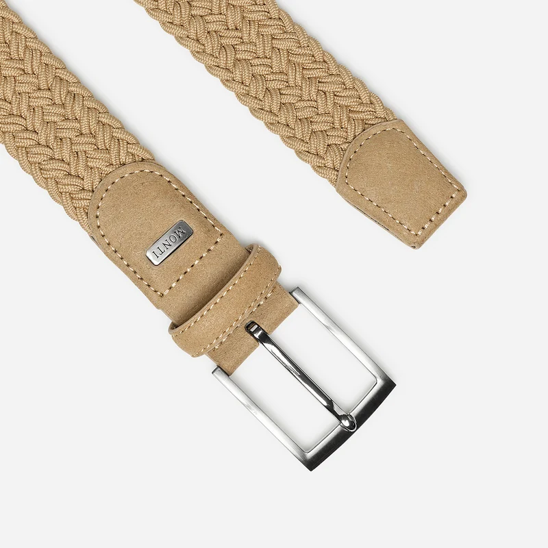 HAVANNA beige uni – Elastischer Flechtgürtel Herren 3,5 cm