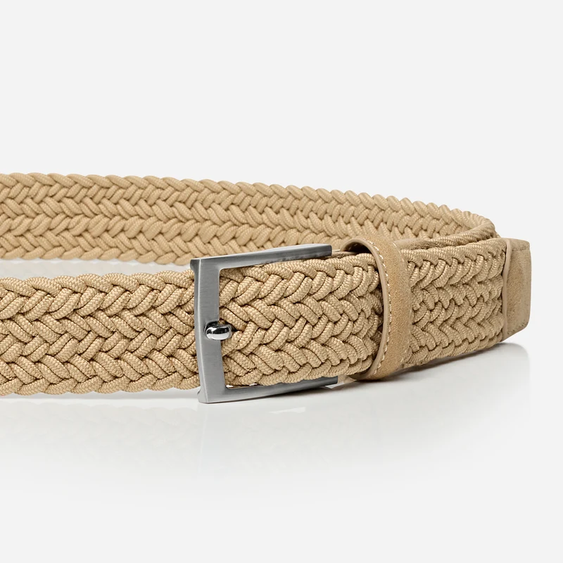 HAVANNA beige uni – Elastischer Flechtgürtel Herren 3,5 cm