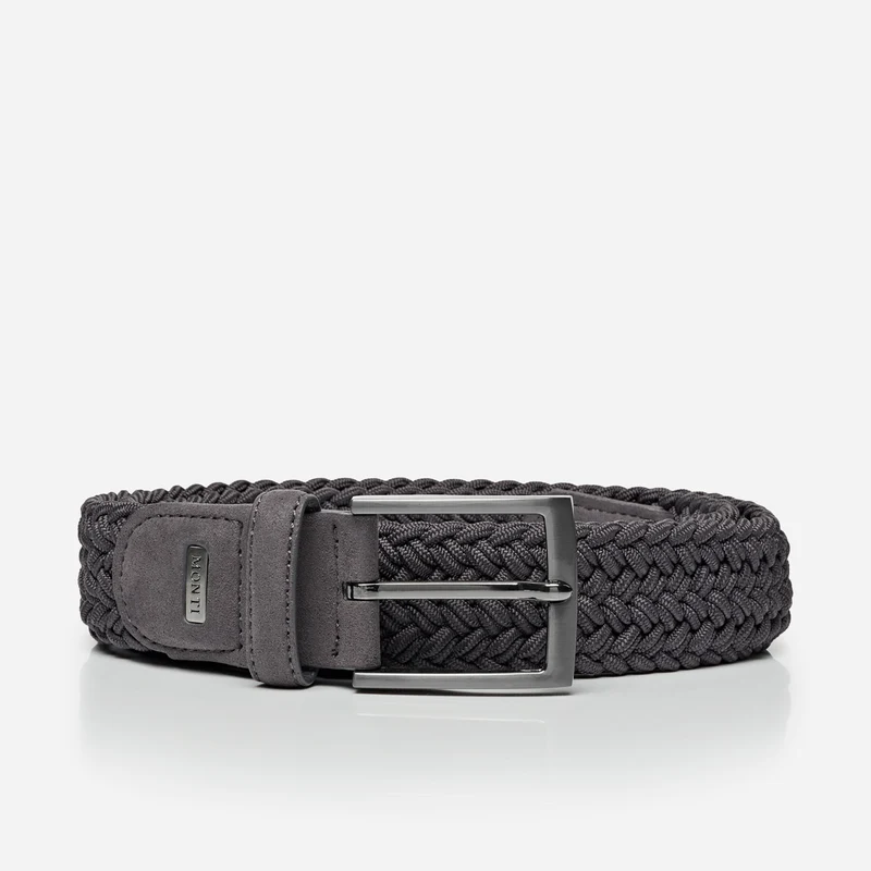 HAVANNA grey uni – Elastischer Flechtgürtel Herren 3,5 cm