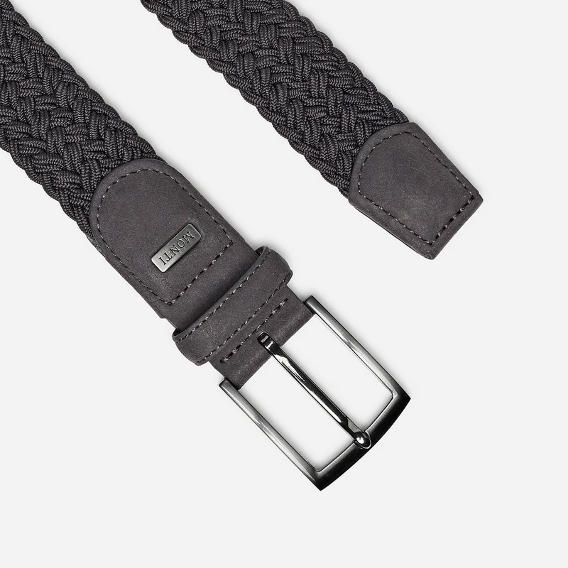 HAVANNA grey uni – Elastischer Flechtgürtel Herren 3,5 cm