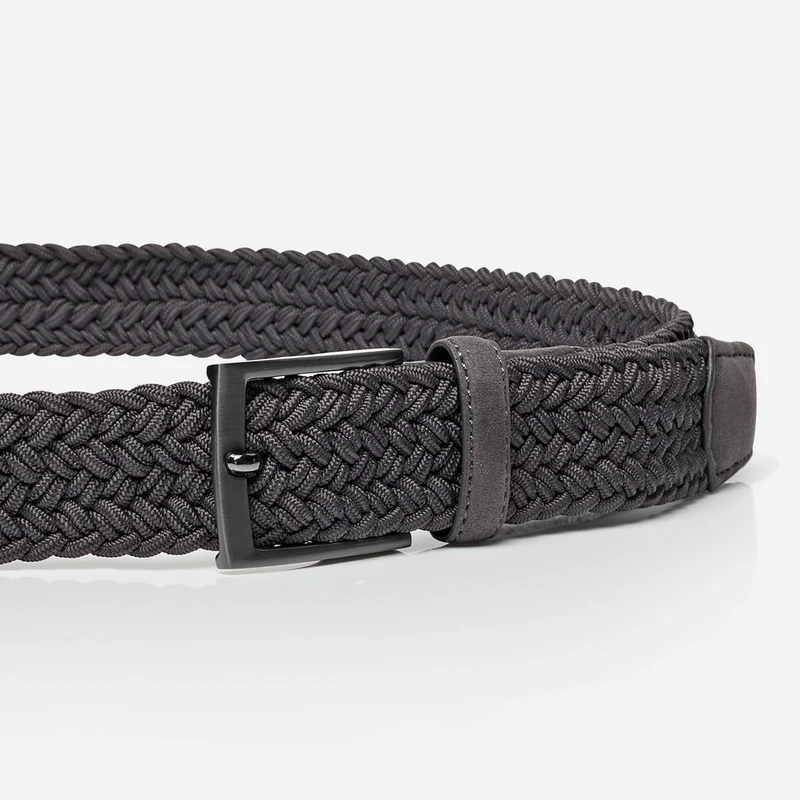 HAVANNA grey uni – Elastischer Flechtgürtel Herren 3,5 cm