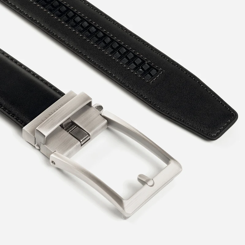 STANFORD black uni – Ledergürtel Herren 3,5 cm mit Automatikschließe