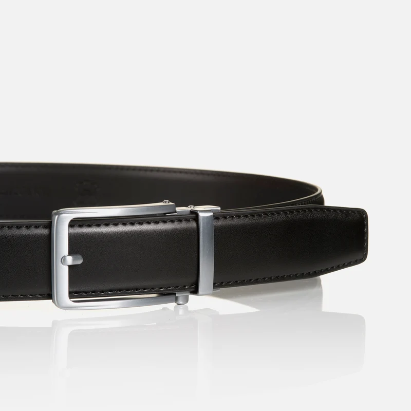 STANFORD black uni – Ledergürtel Herren 3,5 cm mit Automatikschließe