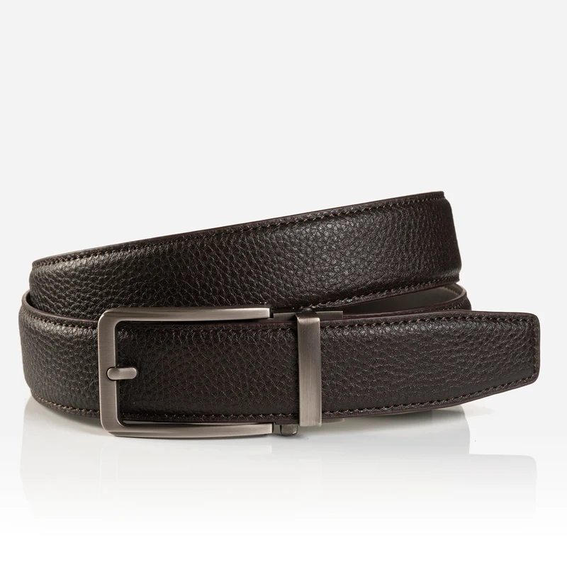 YALE brown uni – Ledergürtel Herren 3,5 cm mit Prägung & Automatikschließe