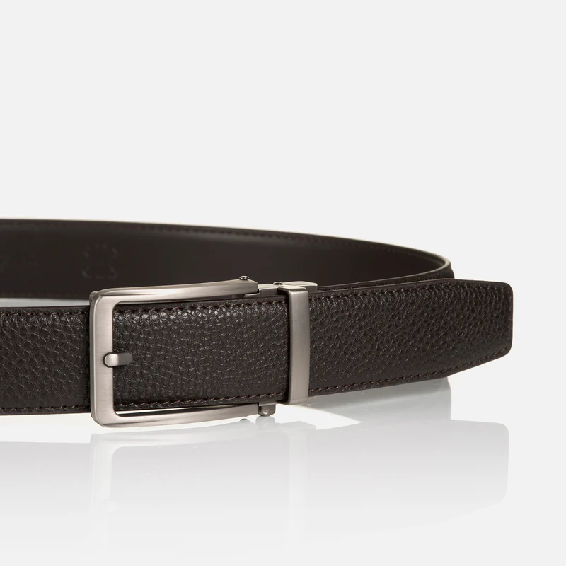 YALE brown uni – Ledergürtel Herren 3,5 cm mit Prägung & Automatikschließe