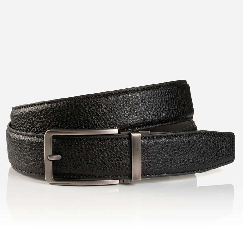 YALE black uni – Ledergürtel Herren 3,5 cm mit Prägung & Automatikschließe