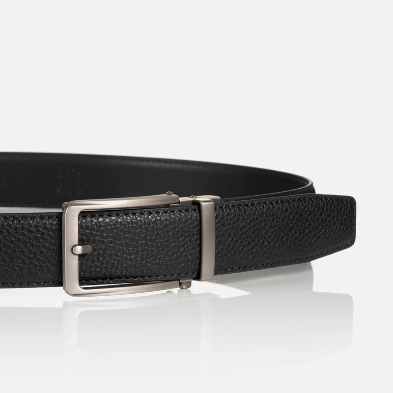 YALE black uni – Ledergürtel Herren 3,5 cm mit Prägung & Automatikschließe