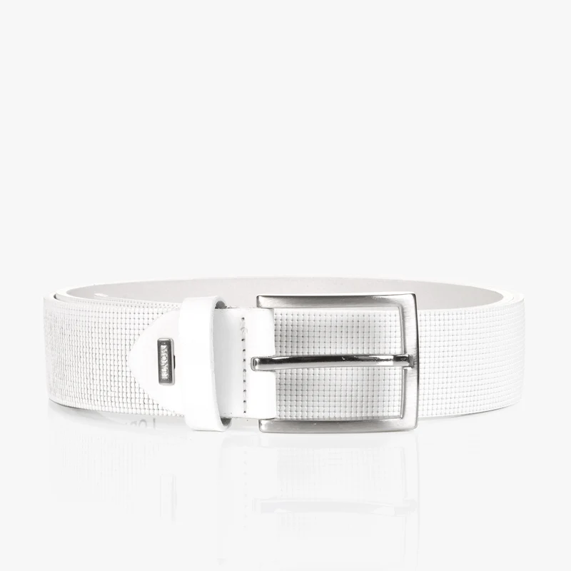 LODI white uni – Ledergürtel Herren 4 cm mit Prägung
