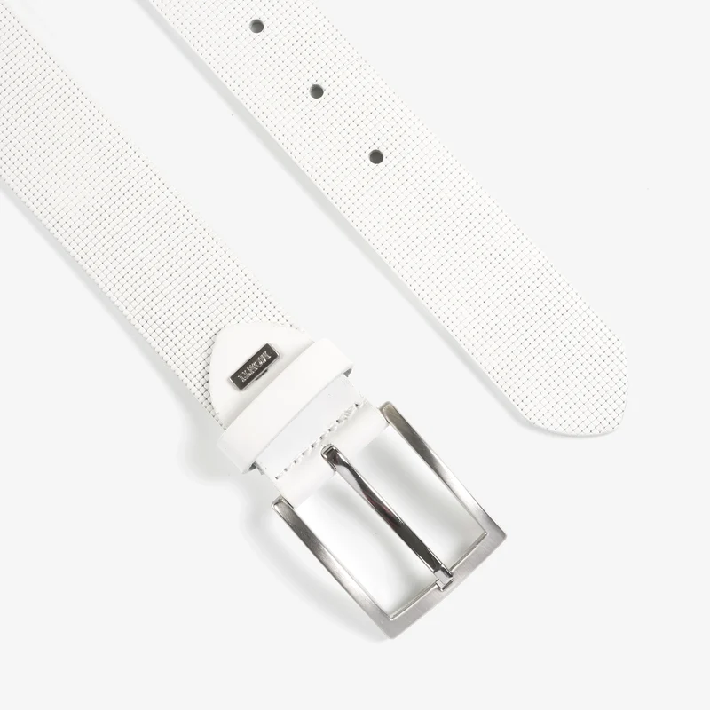 LODI white uni – Ledergürtel Herren 4 cm mit Prägung