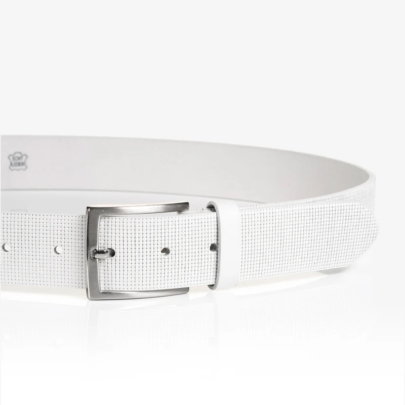 LODI white uni – Ledergürtel Herren 4 cm mit Prägung