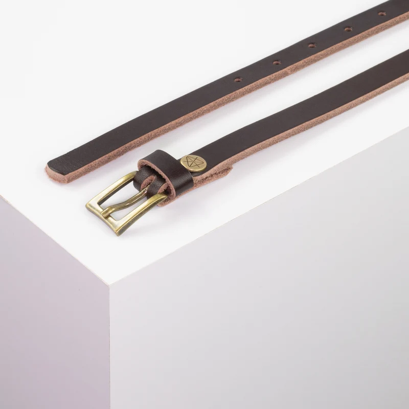 Ledergürtel 1,5cm mit Schnalle Brisbane messing matt