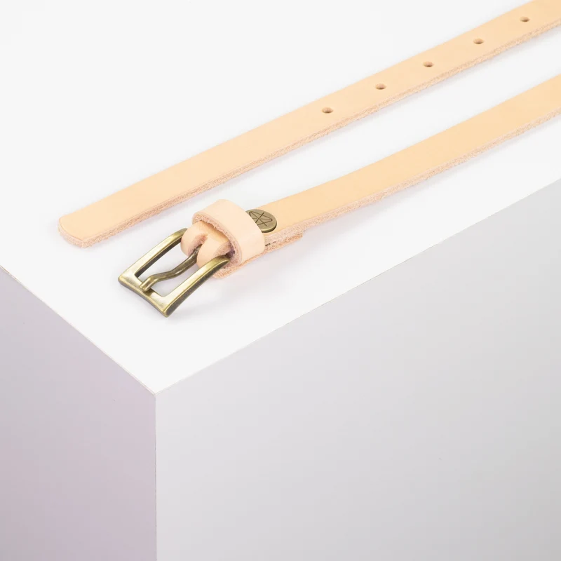Ledergürtel 1,5cm mit Schnalle Brisbane messing matt