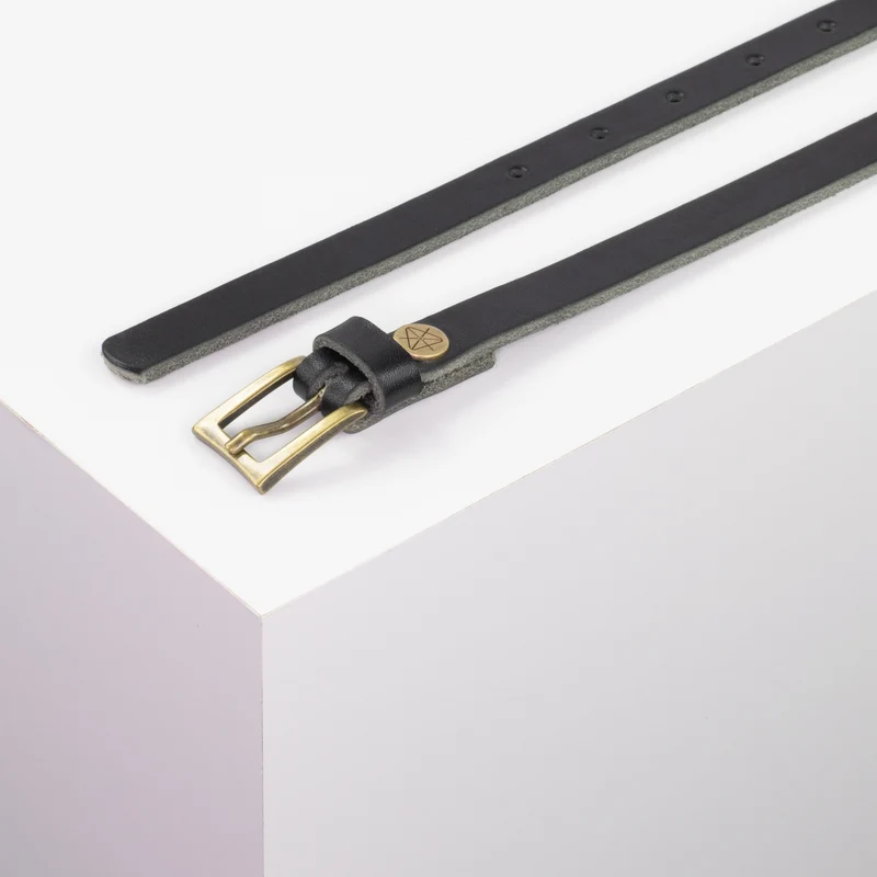 Ledergürtel 1,5cm mit Schnalle Brisbane messing matt