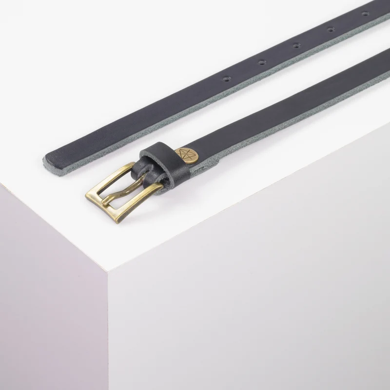 Ledergürtel 1,5cm mit Schnalle Brisbane messing matt