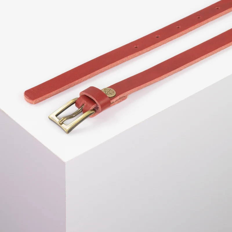 Ledergürtel 1,5cm mit Schnalle Brisbane messing matt