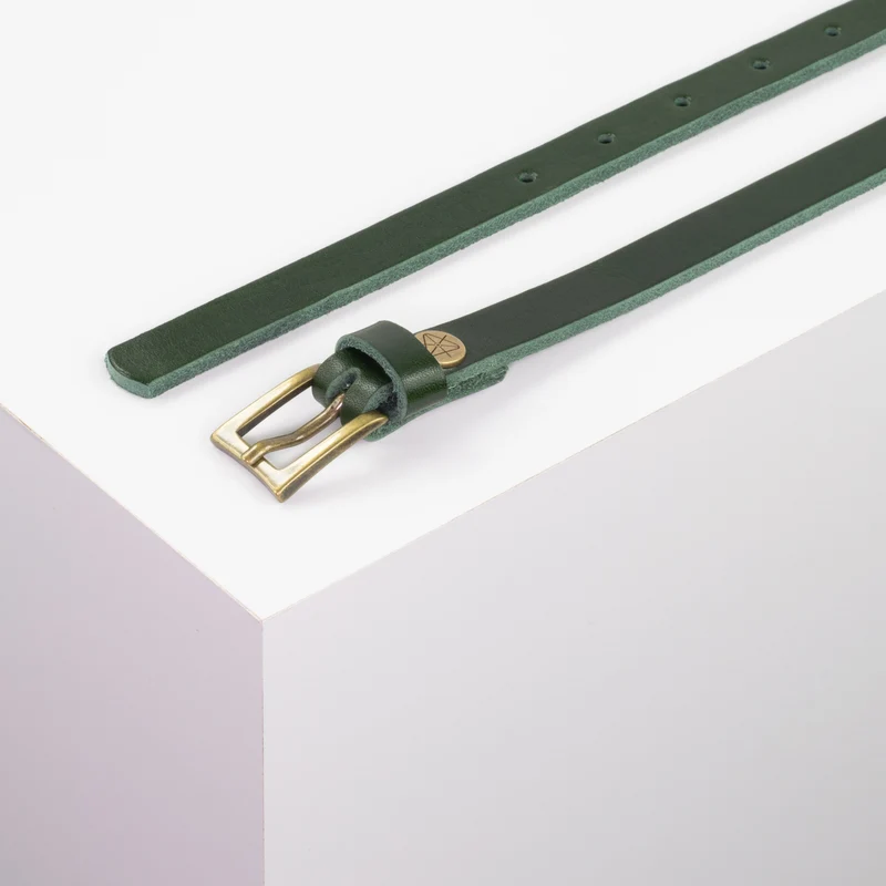 Ledergürtel 1,5cm mit Schnalle Brisbane messing matt