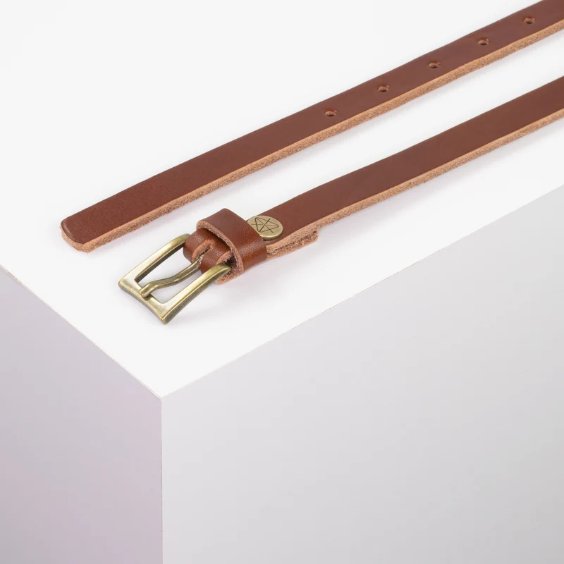 Ledergürtel 1,5cm mit Schnalle Brisbane messing matt