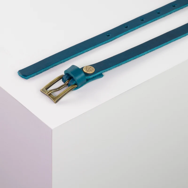 Ledergürtel 1,5cm mit Schnalle Brisbane messing matt