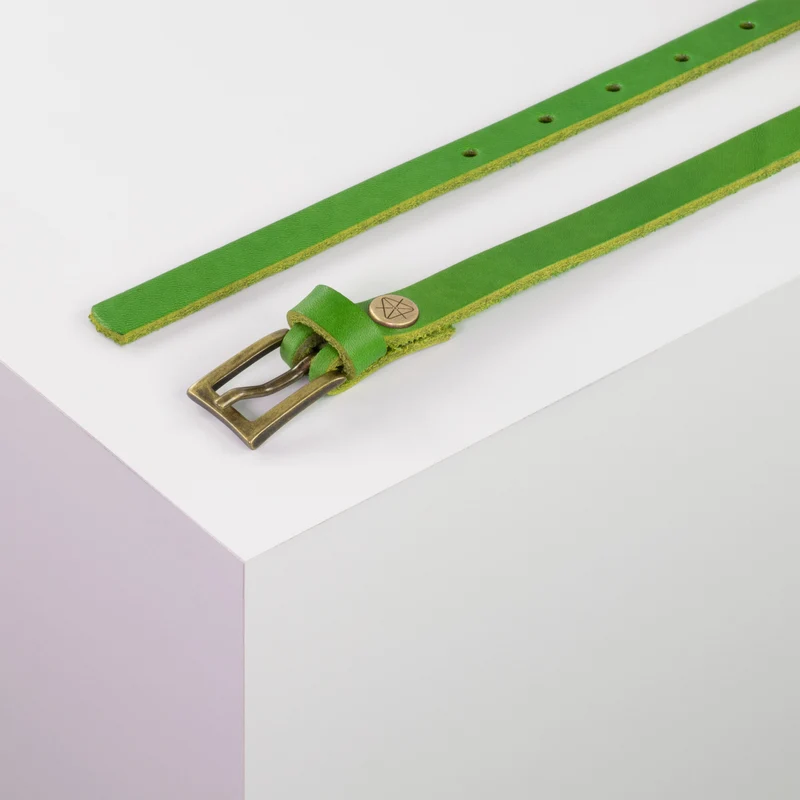 Ledergürtel 1,5cm mit Schnalle Brisbane messing matt