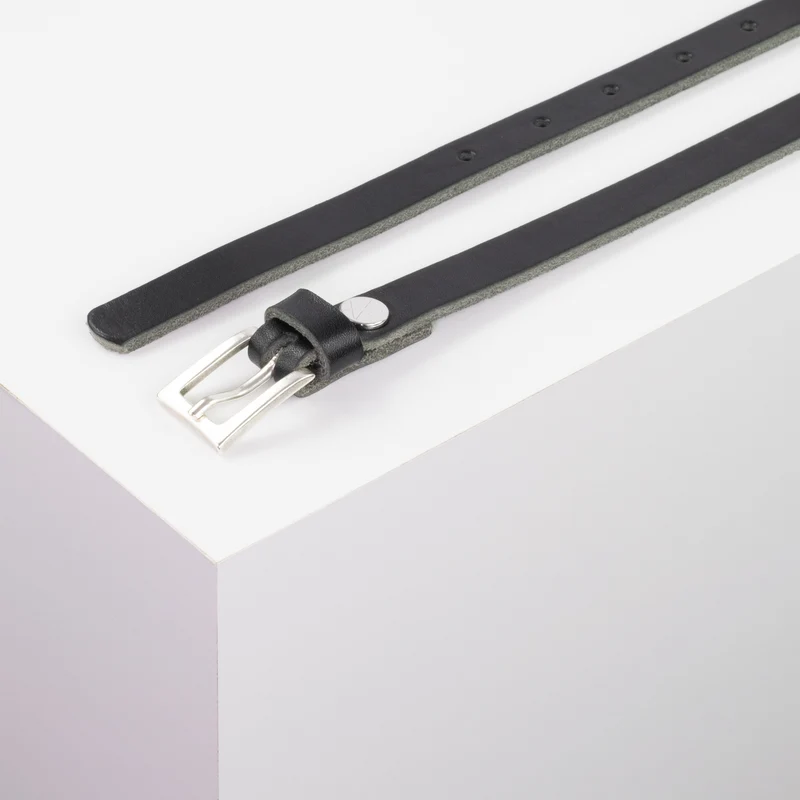 Ledergürtel 1,5cm mit Schnalle Brisbane silber matt
