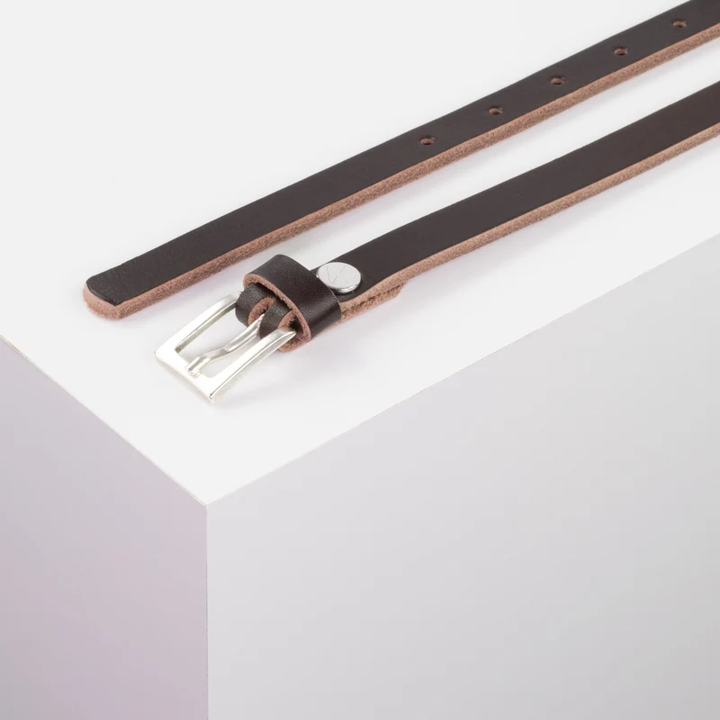 Ledergürtel 1,5cm mit Schnalle Brisbane silber matt