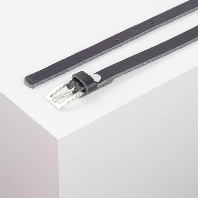 Ledergürtel 1,5cm mit Schnalle Brisbane silber matt