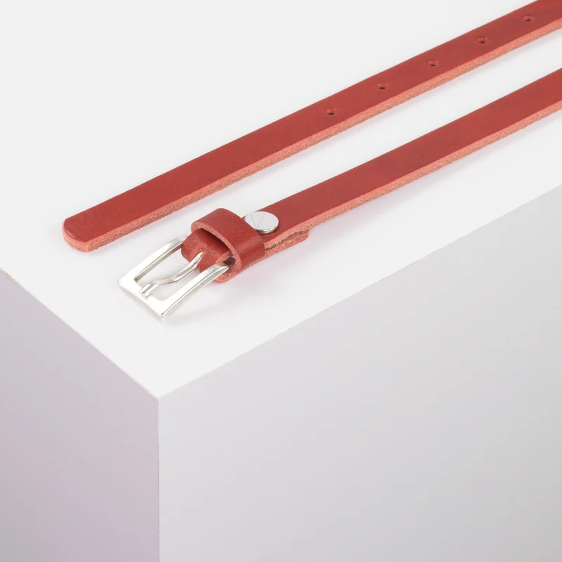 Ledergürtel 1,5cm mit Schnalle Brisbane silber matt