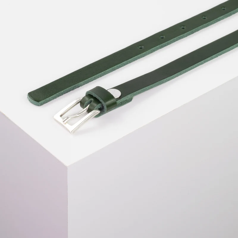 Ledergürtel 1,5cm mit Schnalle Brisbane silber matt