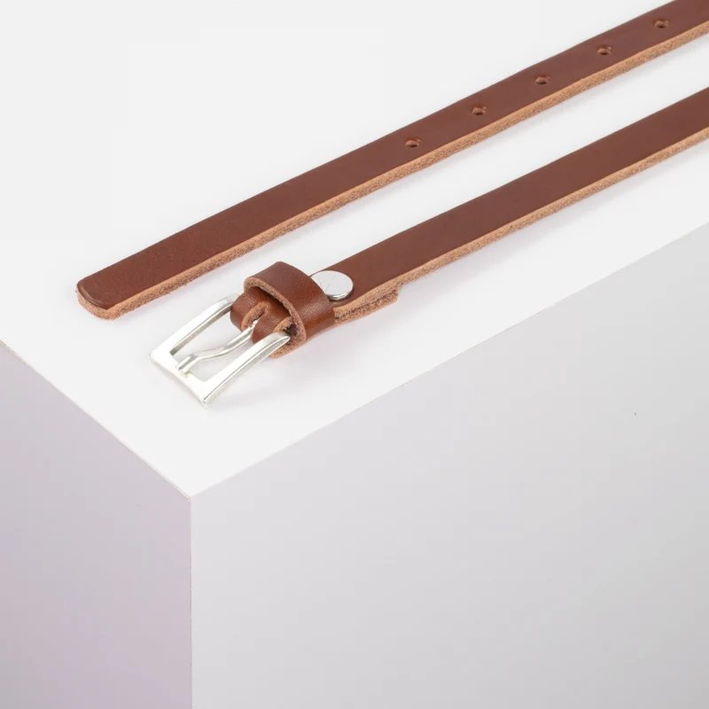 Ledergürtel 1,5cm mit Schnalle Brisbane silber matt