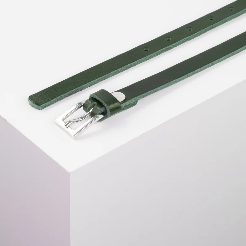 Ledergürtel 1,5cm mit Schnalle Brisbane silber glänzend