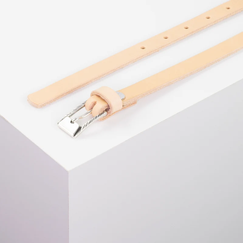 Ledergürtel 1,5cm mit Schnalle Kairo silber